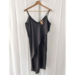 INDYGENA Aerel Stretch Sleeveless Dress Tiered Stretch Lightweight Travel Gray S